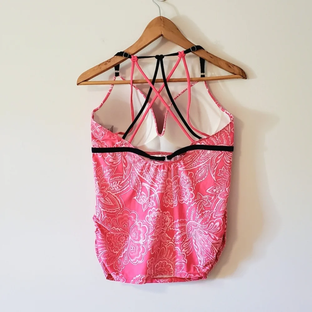 NWOT Free Country Triple Strap Tankini Swim Top - Coral Navy - Large - Picture 5 of 9